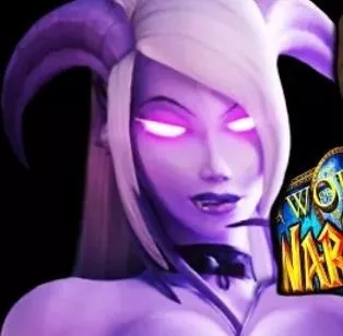 LF Color Source: world of warcraft, purple skin, purple eyes, glowing eyes, choker, sharp teeth, blonde hair, horns, purple lips posted by bigppman123456