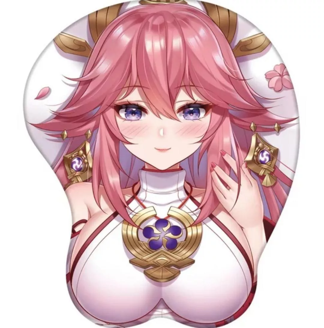 LF Color Source: yae miko, genshin impact, lying, hand on hair, breasts, looking at viewer posted by heroxmode