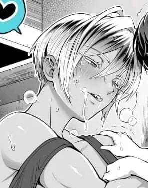 LF Mono Source: 1girl, 1boy, dark skin, white hair, black hair, heart in dialogue bubble, cum on mouth, panting posted by shadowstance