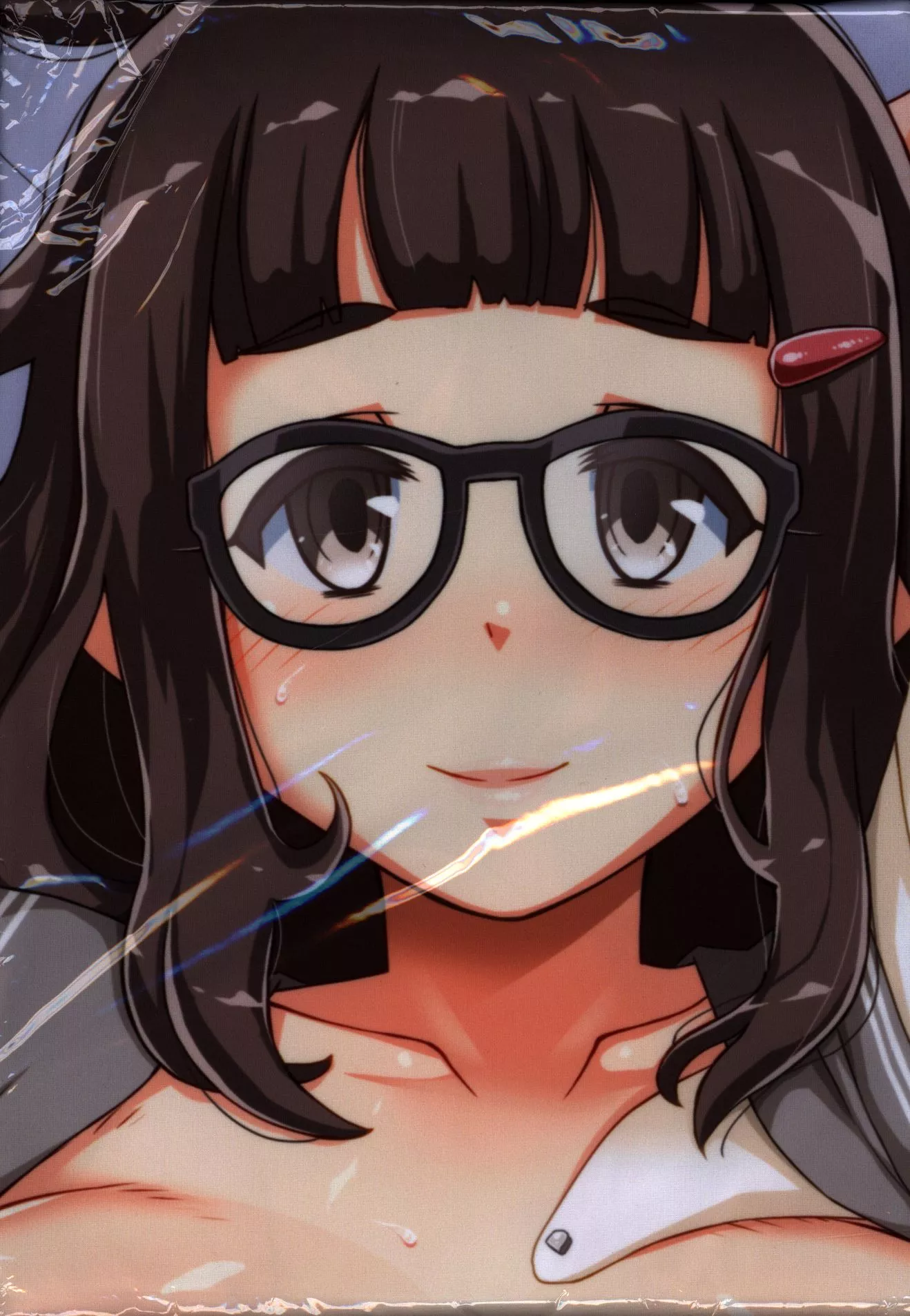 LF Mono Source: 1girl, glasses, smile, blushed, short hair, brown hair, mostly nude posted by Kevinrealk