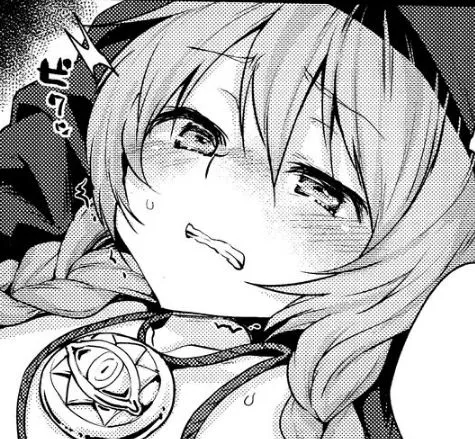 LF Mono Source: 1girl, necklace, frowny face, long hair, pigtail hair, sweat, black hat, foreign text, blush posted by toneonis