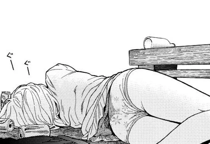 LF Mono Source, 1girl, panties, tshirt, lying_down, beer, bench by Blahaj12213