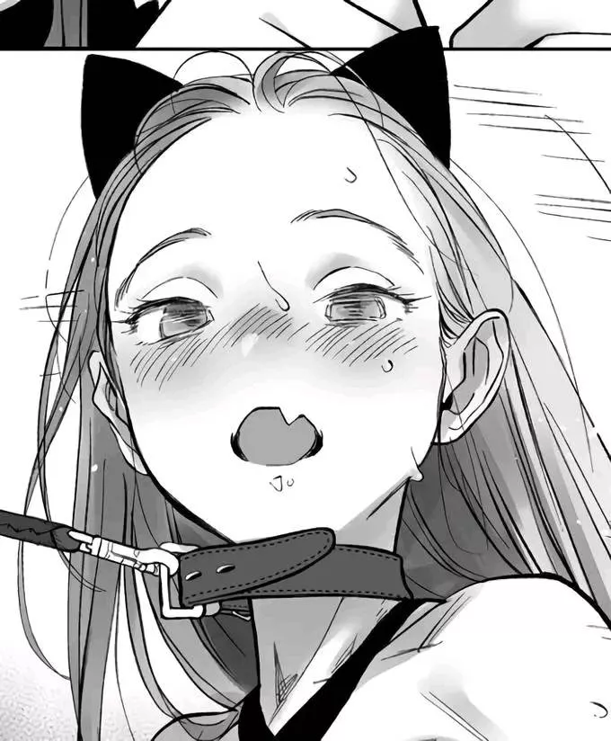 LF Mono Source: cat ears, blushing, fang, open mouth, light hair, collar, leash posted by GratikCZ