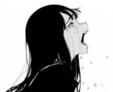 LF mono source, no text, doujin, from side, straight black hair, bangs, tears, mouth open, dressed posted by LHLF652774