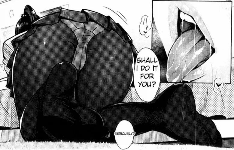 LF Mono Source: SHALL I DO IT FOR YOU? SERIOUSLY?, stocks, skirt, panty, saliva, kneeling by dubunuggets