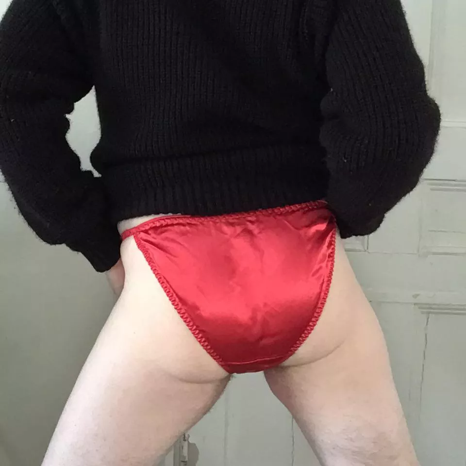 Like the string bikini on me? posted by satinwearer44