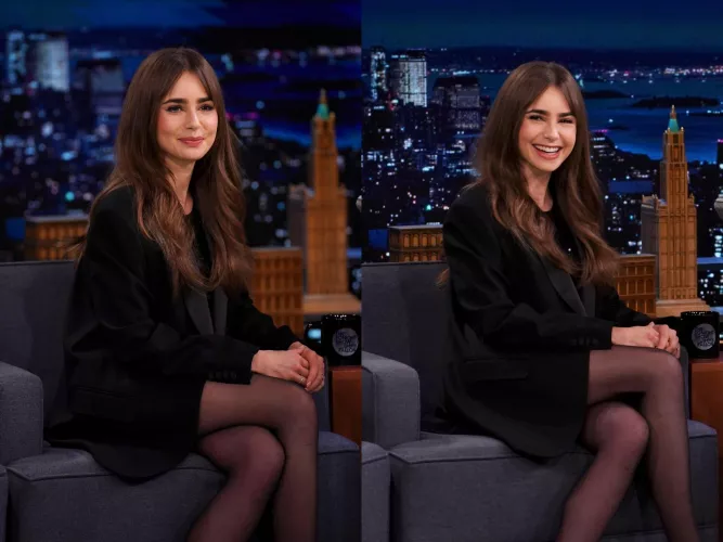 Lily Collins looking gorgeous on Fallon by James007BondUK