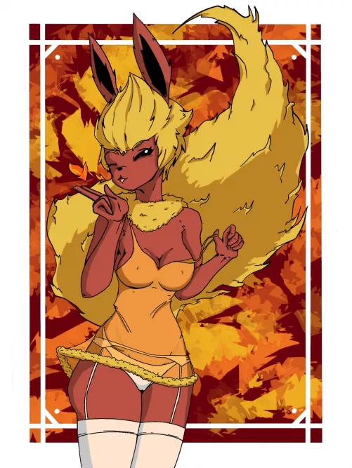 Lingerie [F]lareon, art by me (Imaxidyne) by Ixamidyne