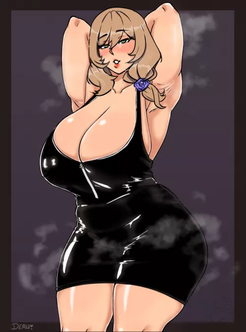 Lisa in a latex dress (Deruwu96 on twitter) [Genshin Impact] by Yuki_Zkydo