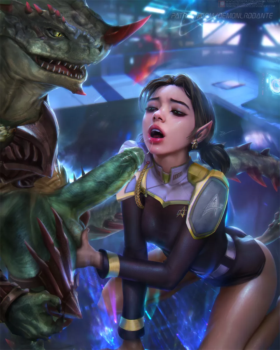 Lizardman and T'mahlt (Demonlorddante) [Soul Calibur] [Star Trek] posted by EnigmusPrime