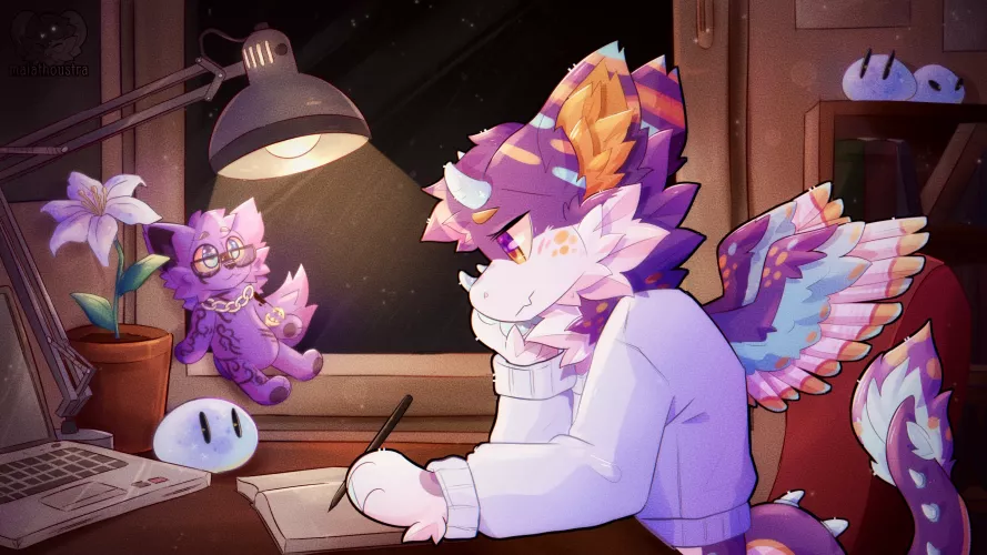 Lofi dragon ~ ych for Akyru, art by me @maiathoustra by maiathoustra