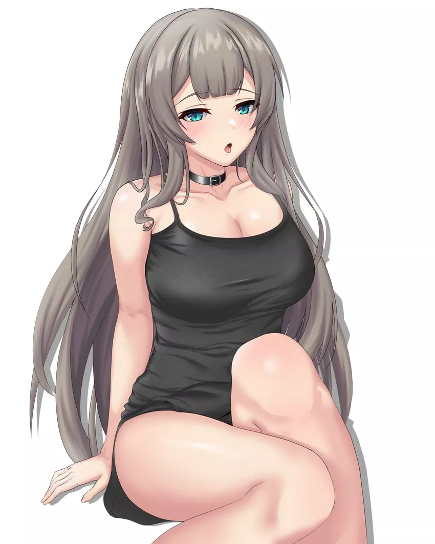 long hair, choker and pretty thighs! posted by makigamou