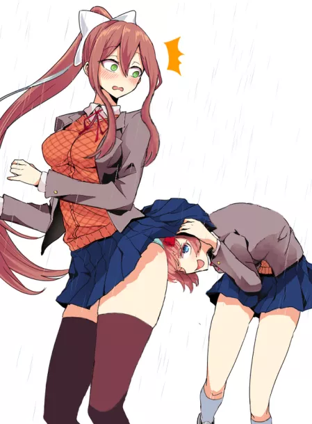 Looking up Monika's skirt posted by Lord_Zahkrosis