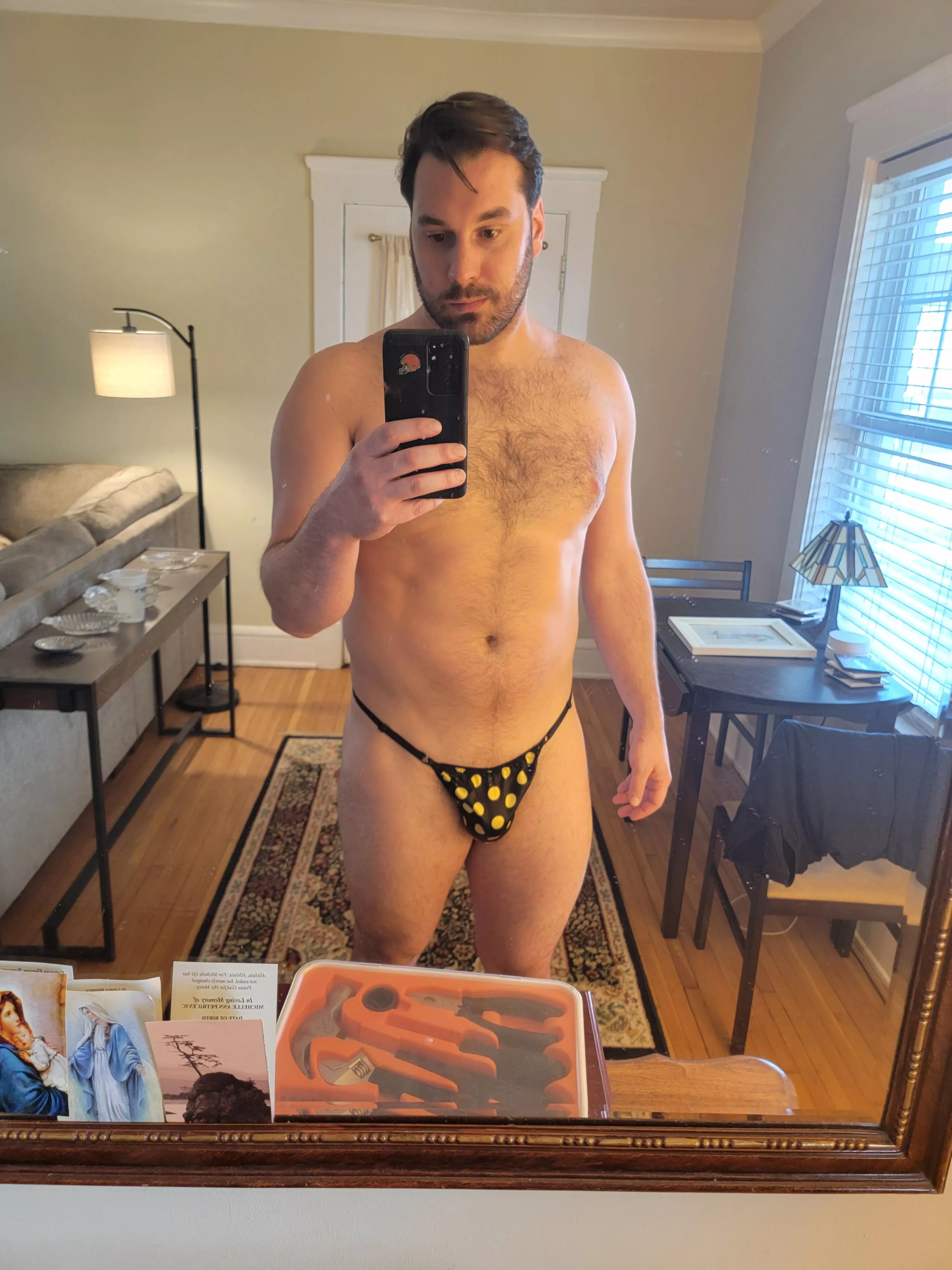 love satin thongs! ⚫🟡 posted by Forward-Section-6437