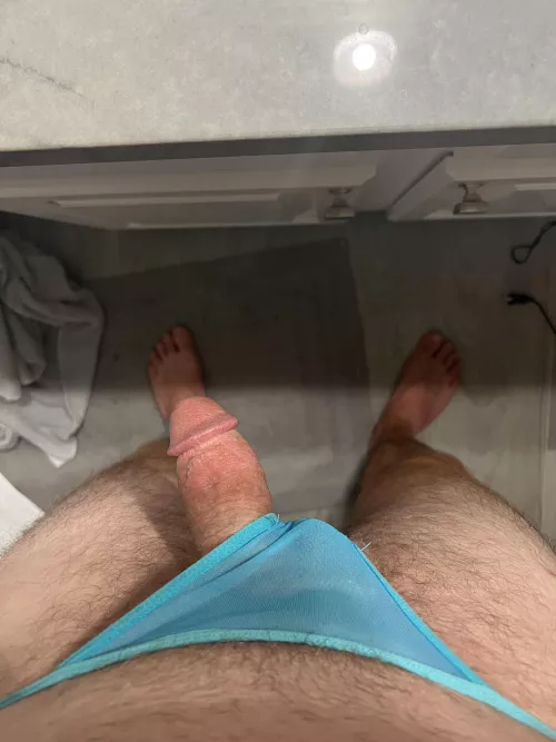 Love stealing my sisters friends tiny thongs and wearing them around ;) this thing is so tight on me! by Soup355