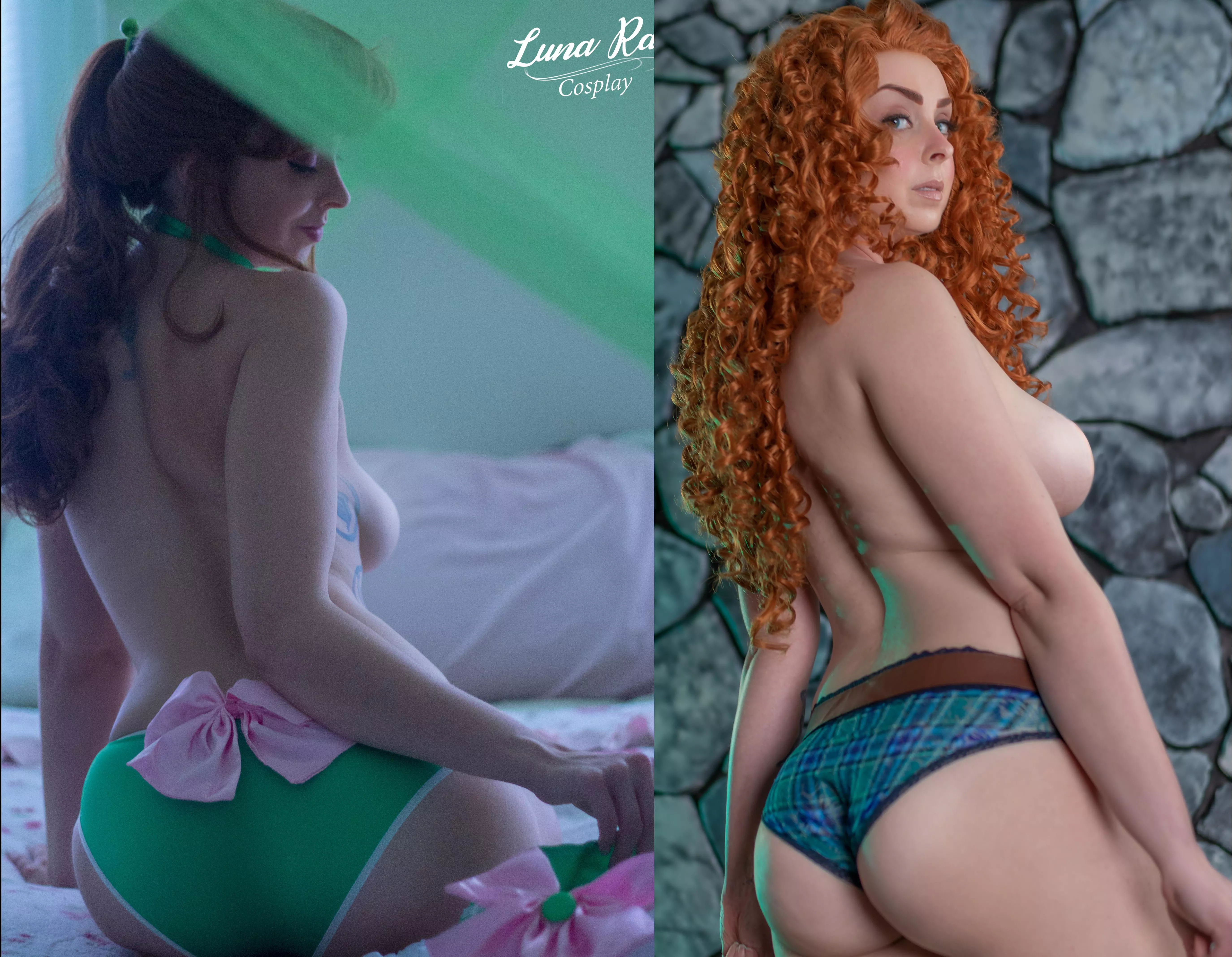 Lunaraecosplay before vs after boob job as Merida and sailor moon posted by haventohold