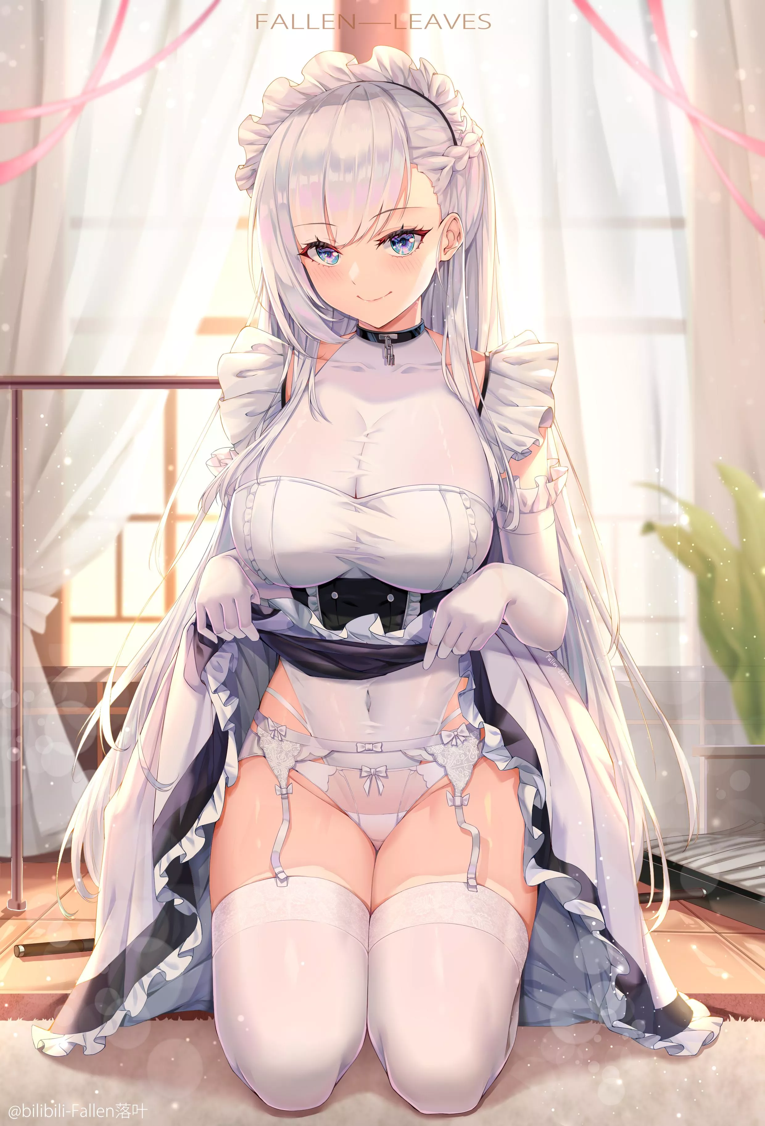 Maid Belfast Lifting Up Her Skirt (fallen-leaves) [Azur Lane] posted by sequence_string