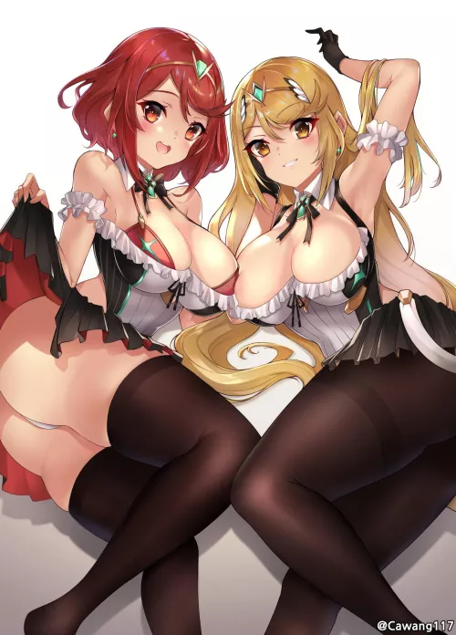 Maid Pyra & Mythra (Cawang) by SecretMystogan