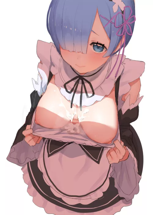 Making a mess on rem's boobs by xSaviour_N