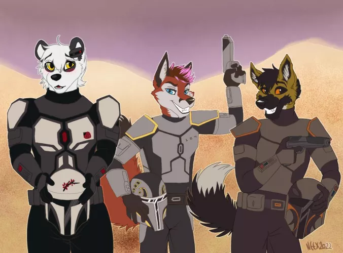 Mandalorian Furry Trio (by Neex) by ofbustycat