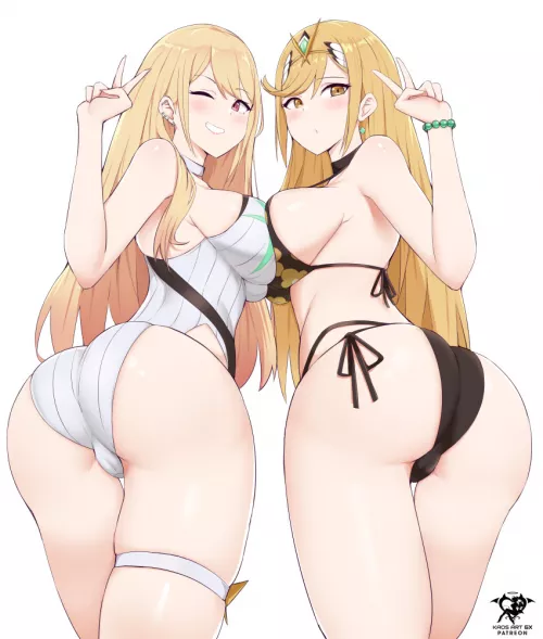 Marin and Mythra Outfit Swap by Written_up_for_125