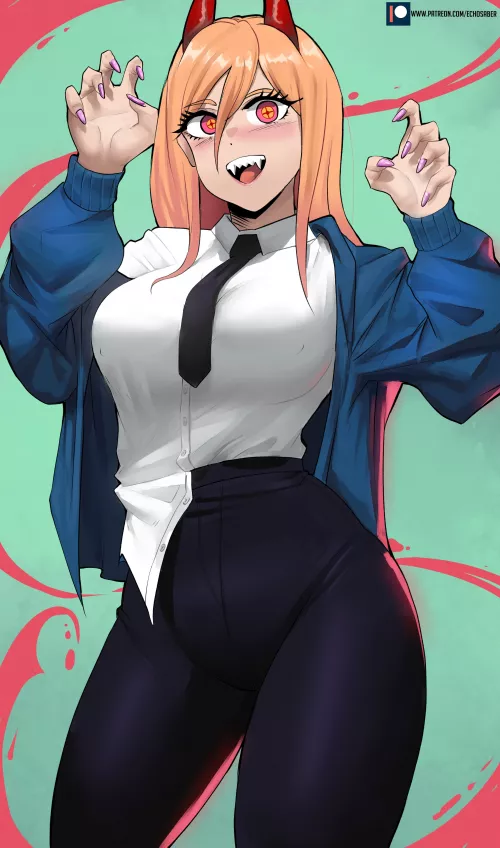 Marin Kitagawa cosplaying as Power (Echo Saber) [Sono Bisque Doll wa Koi wo suru / My Dress-Up Darling] by Kuro-Oji