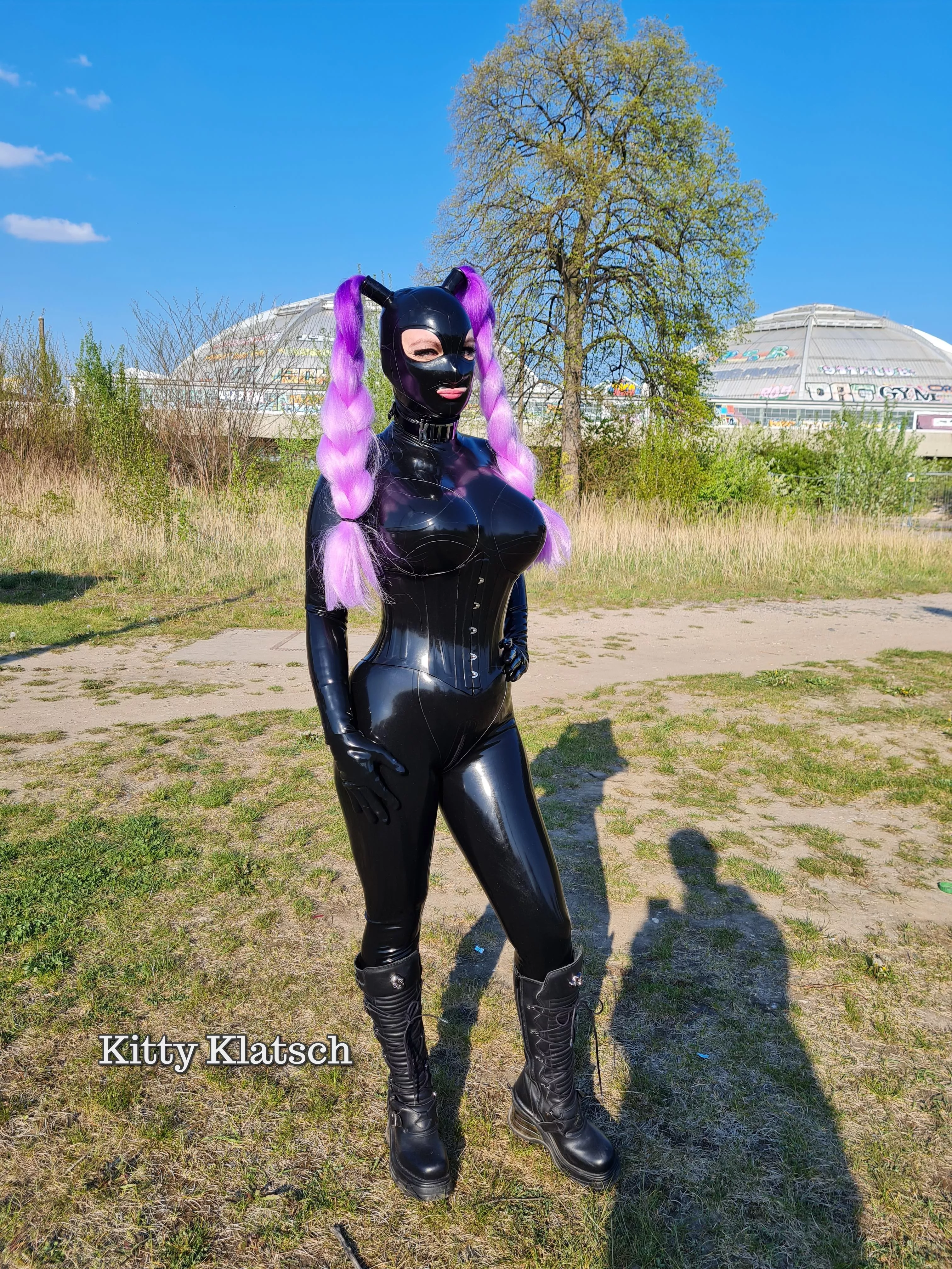me in latex in public posted by KittyKlatsch