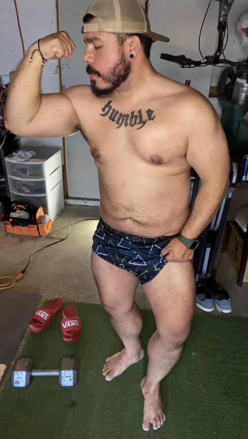 Me in my garage gym. by slidesguy01