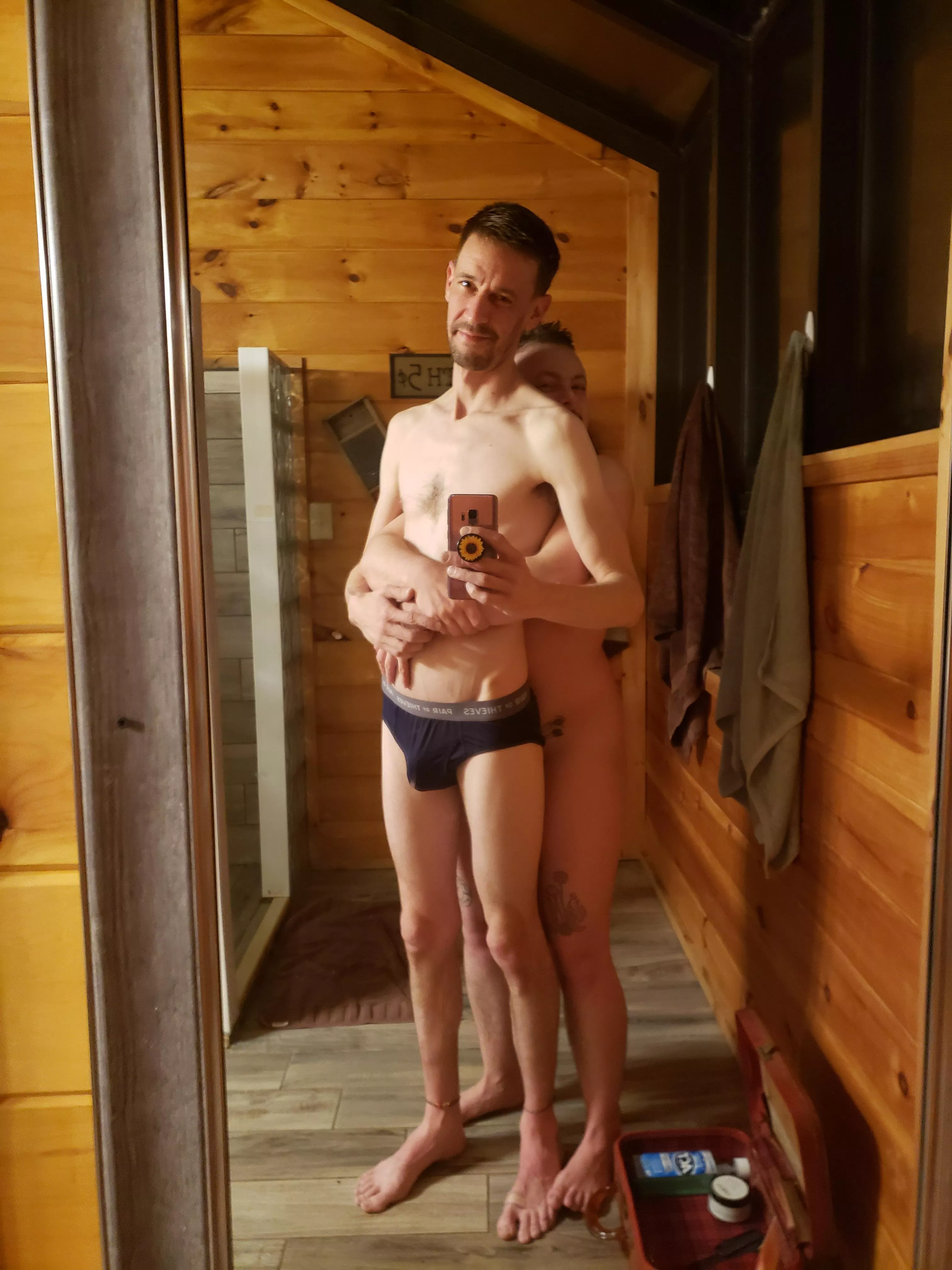 Me in my undies, boyfriend for scale posted by pron_bot2828