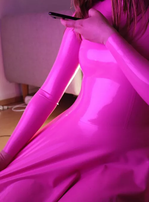 Me in stretchy pink latex by MissDommeArt