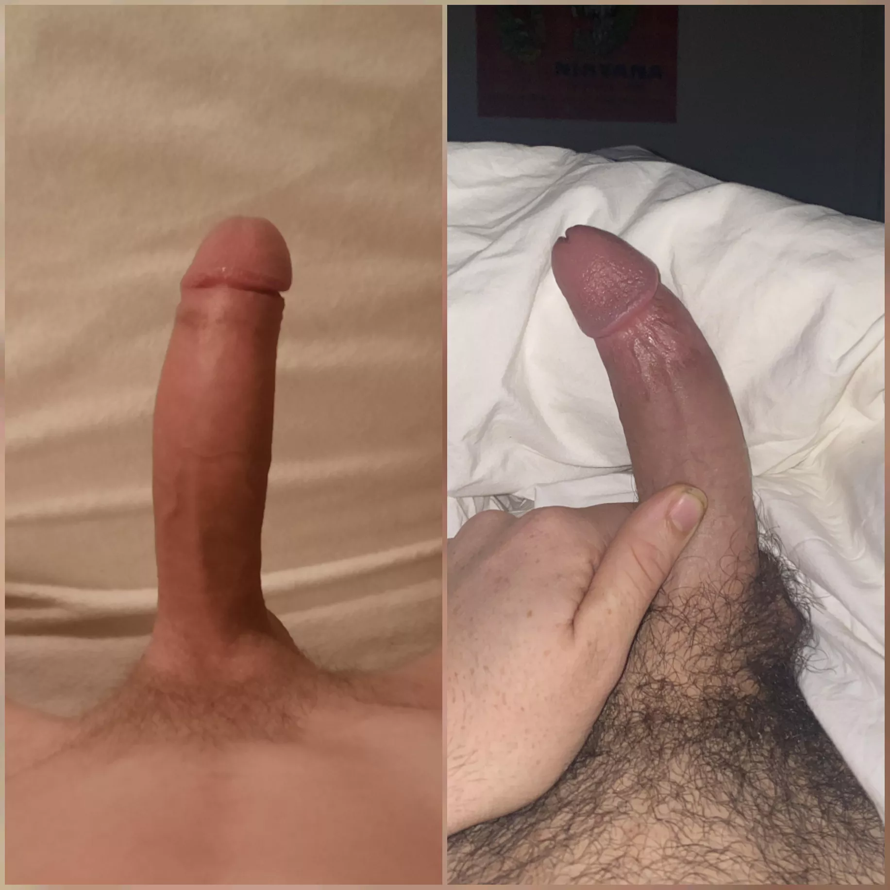 Me vs. @Average_7_-_-D compared 😁 Very close compare, practically same size. Found out that I'm tiny bit longer. posted by Low-Fox-3366