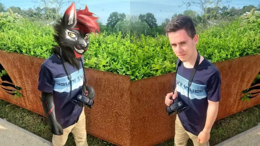 Me Vs Axel, my fursona !Tw: Face reveal! by Axel_Fluffboi