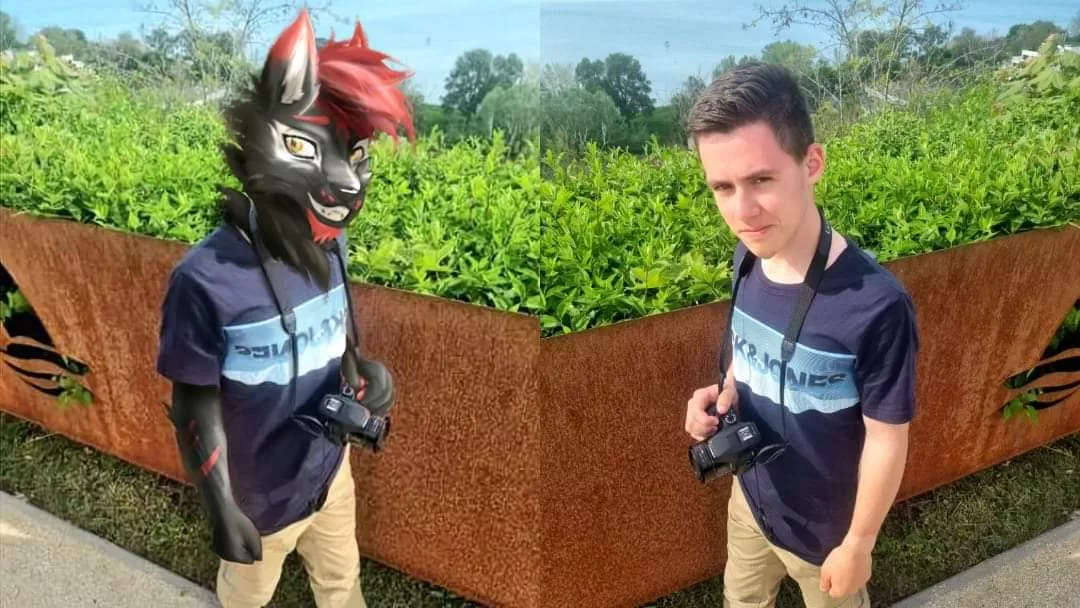 Me Vs Axel, my fursona !Tw: Face reveal! posted by Axel_Fluffboi