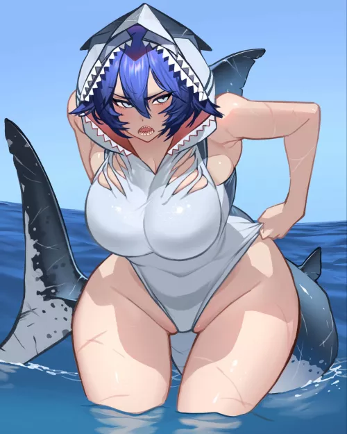 Meg, giant shark girl by ChristianBonifacio1