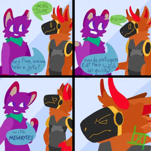 Megabytes (drawn for me by HydroKitten#1349 on discord) by redfox835