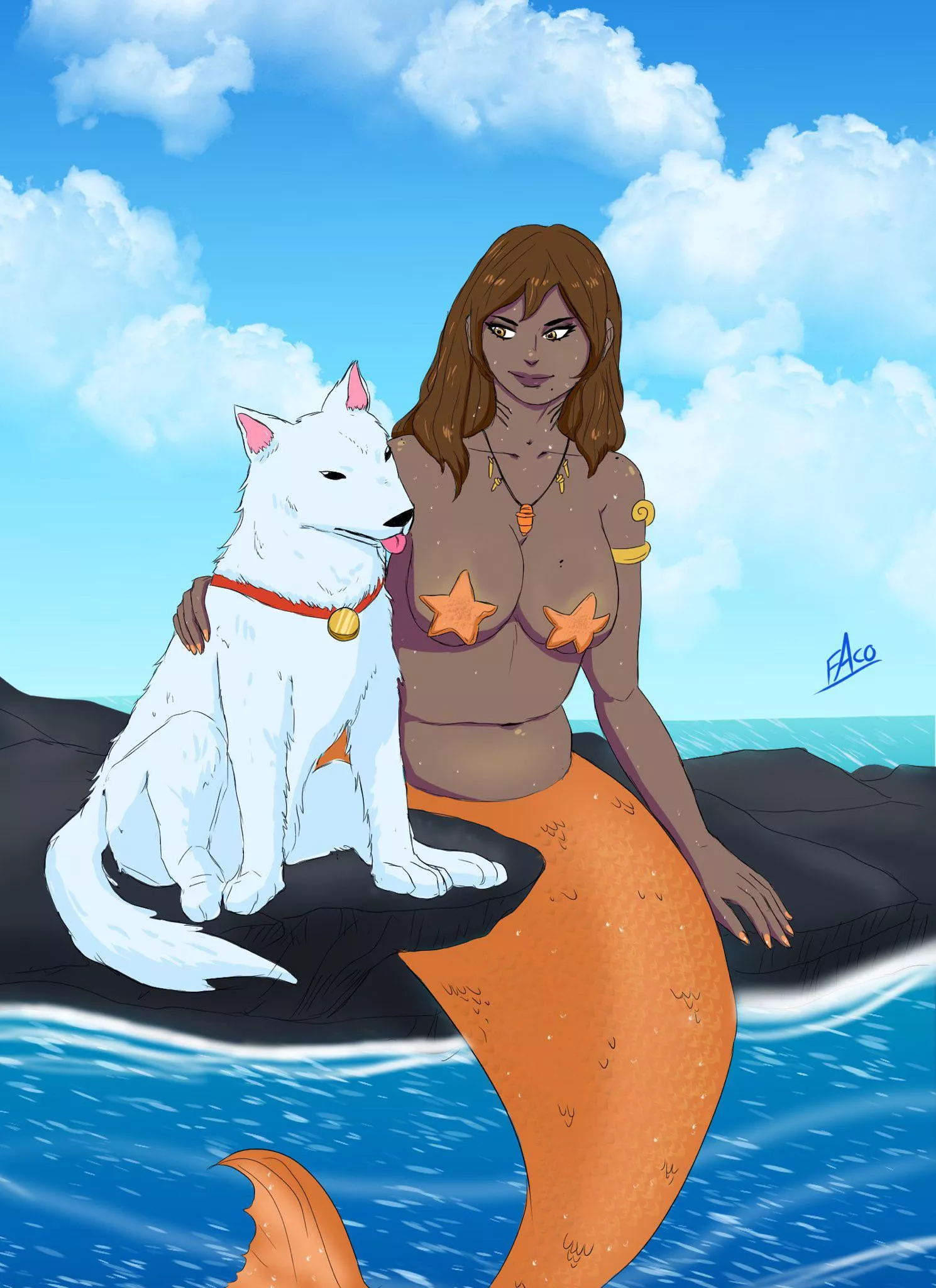 Mermaid doodle with her land dwelling friend I made (faconator) posted by el_faconator