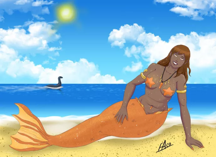Mermaid on the beach I drew for Mermay (faconator) by el_faconator