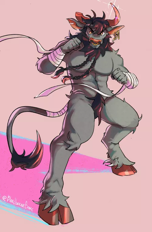 Mess with the bull, you’ll get the horn(s). Art by me! Been trying to work on the fluidity of my pieces and color comp.😊 by BloodborneBane