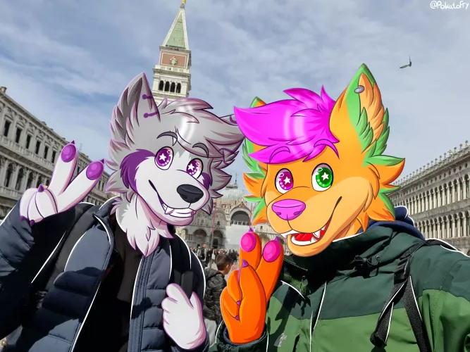 Met up with my international friend from Italy past week! Here's a drawover of our visit to Venice! (Art by me, @PokatoFry on Twitter) by PokatoFry