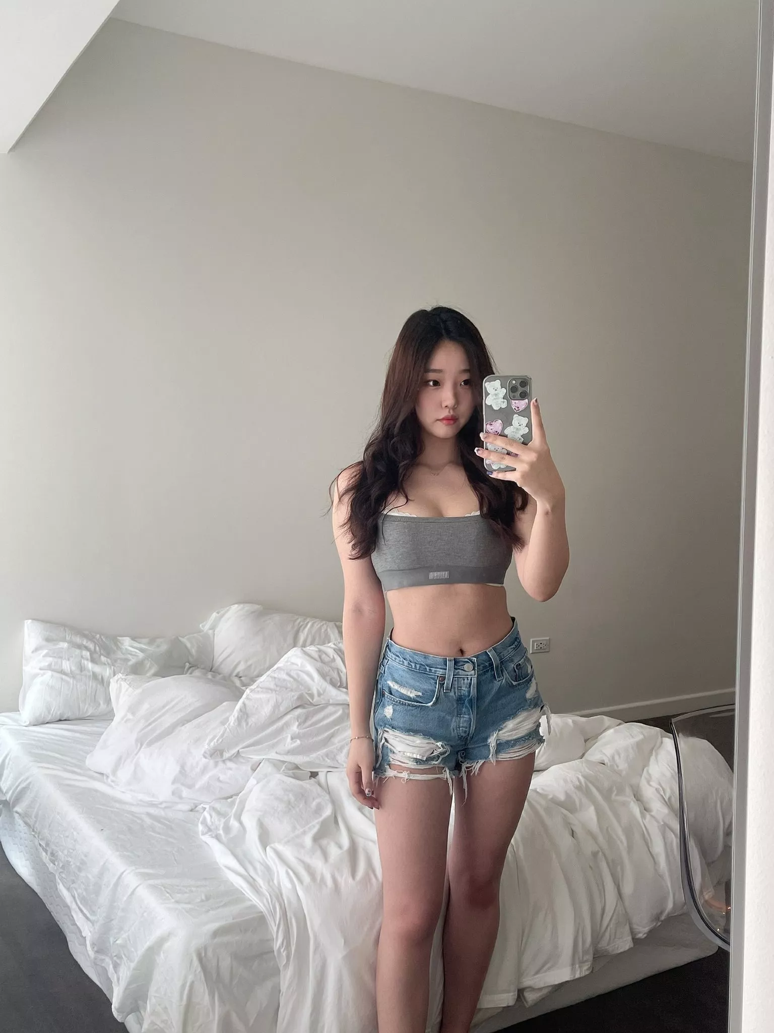 midriff and denim shorts posted by Majestic_Painter8660