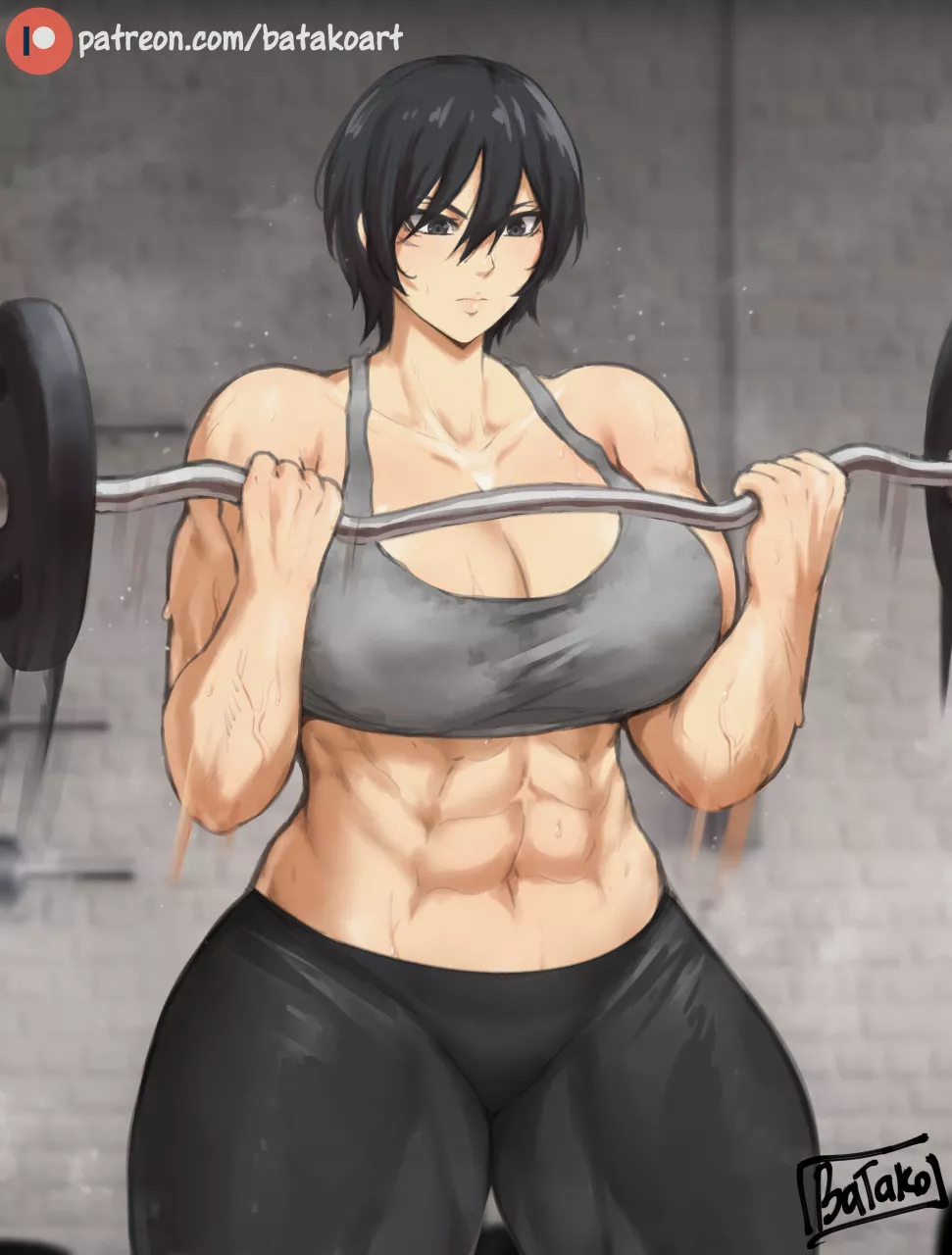 Mikasa hulking up at the gym (Batako) [Attack On Titan] posted by queshu22