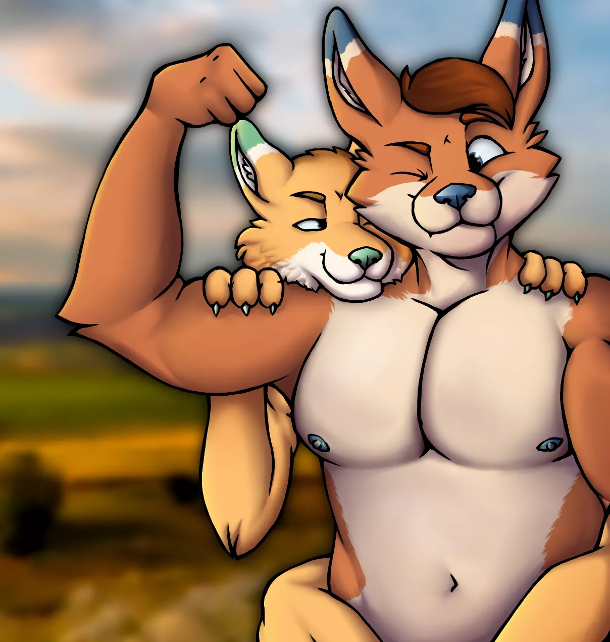 Mint dog Kadzoo and blueberry fox Jebb 💚💕💙 posted by Jebby_Fox