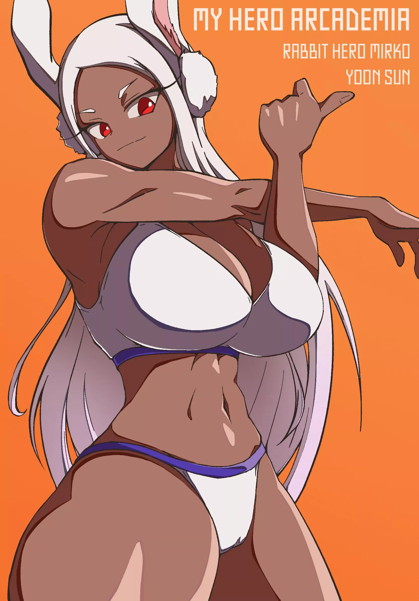 Mirko stretching before playing at the beach (YoonSun) [My Hero Academia] posted by queshu22