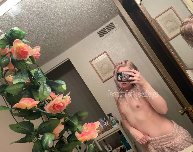 Mirror selfie with my little tits out !! :) by sleepymoonkitten