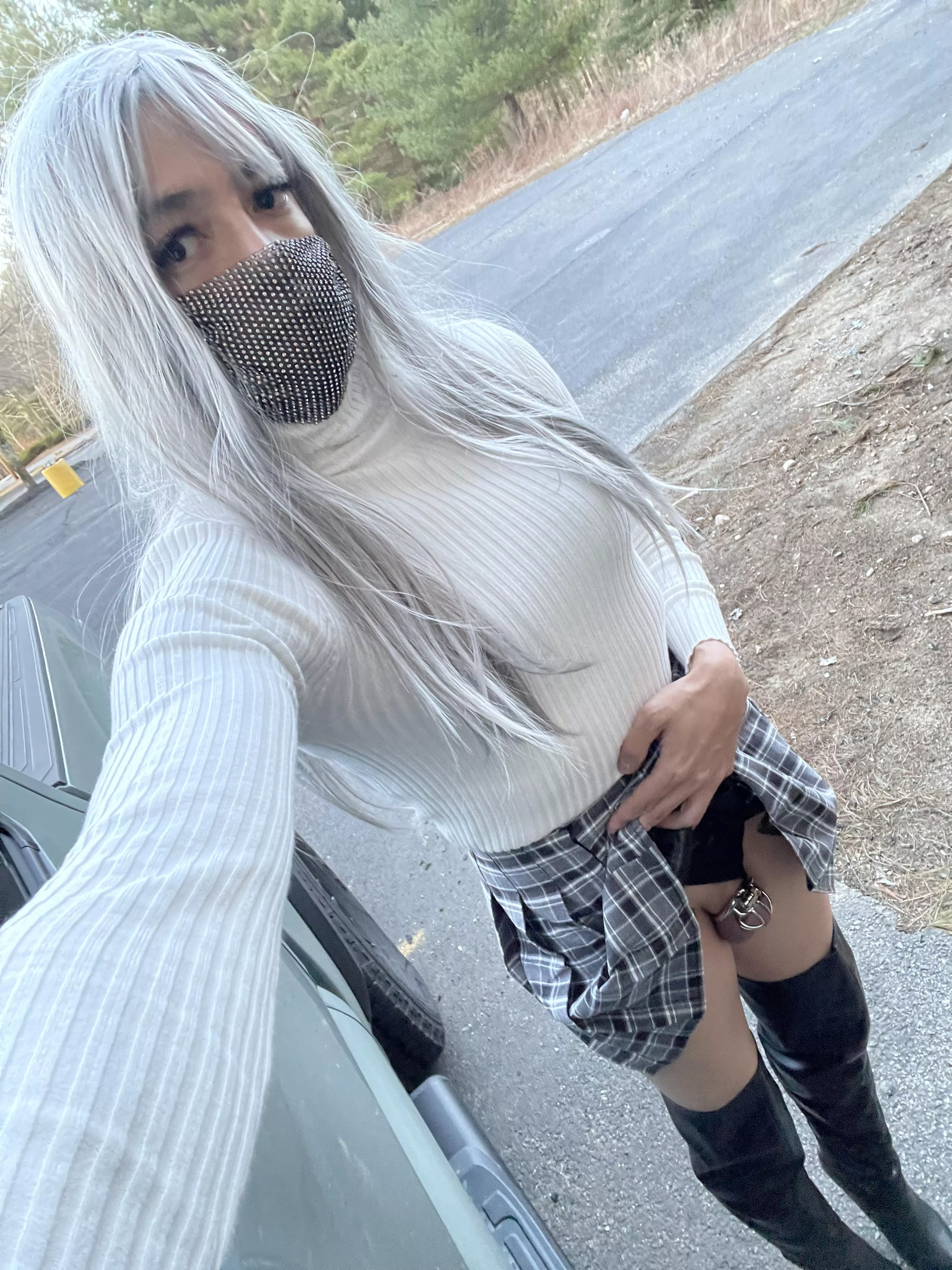 Mistress thought I should get out of the house… but of course not out of my cage 😘 posted by ThatSlutJiji