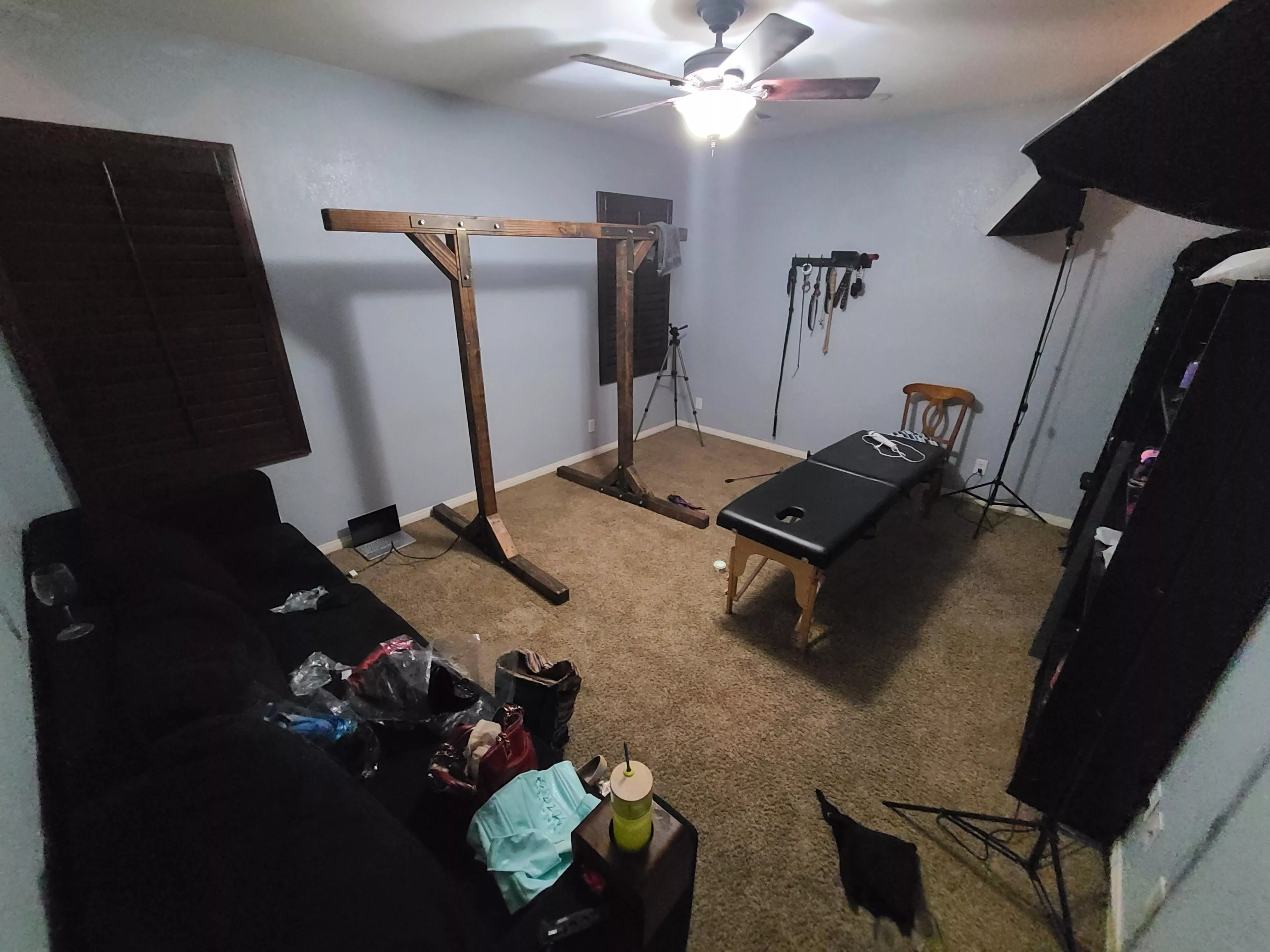 Moved my playroom into the master bedroom for more space... my submissive playmate certainly approves... posted by xombie91