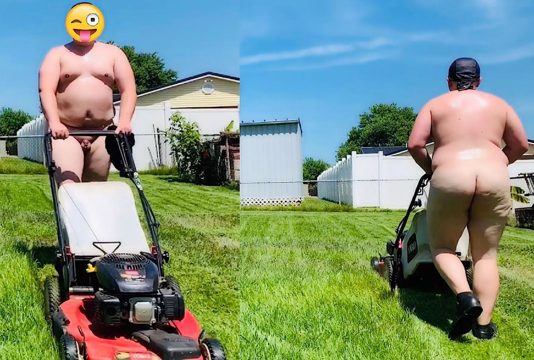 Mowing grass naked! posted by Due_Mall_4365