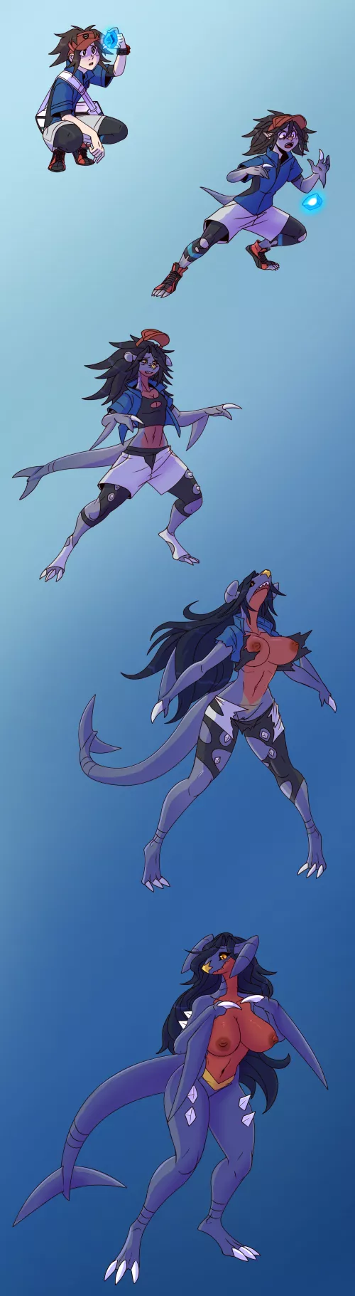 MTF, Nate to Garchomp Transformation (Artist: thatweirdguyjosh) by _Axolittle