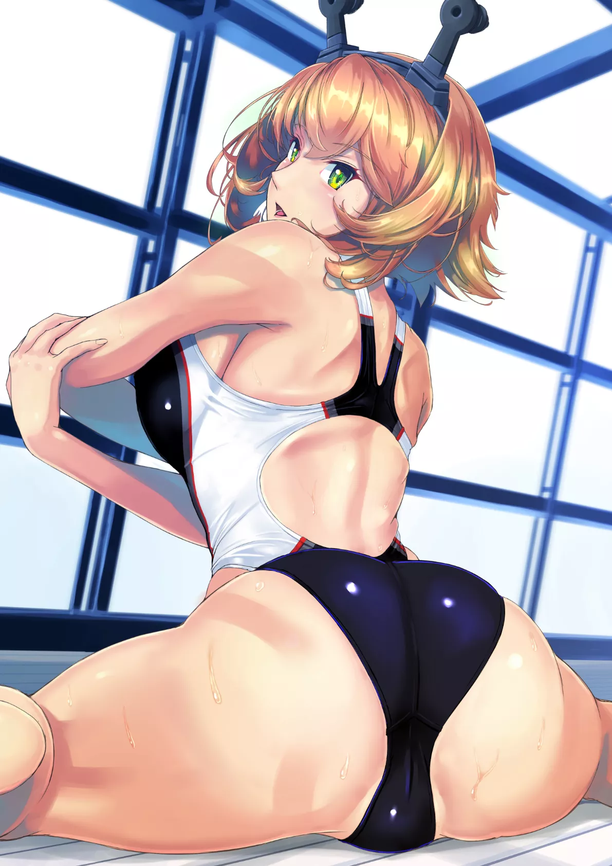Mutsu Swimsuit Stretches (Nenchi ) [Kantai Collection] posted by sequence_string
