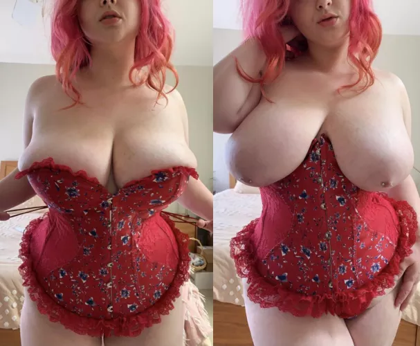 My 38F’s have a hard time staying in my corset by strawberrydreaming